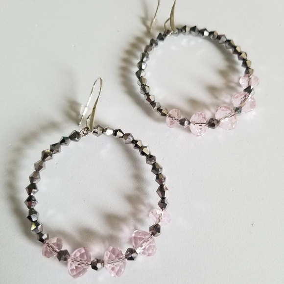 Faceted Bead Hoop Earrings - Picture 1 of 6
